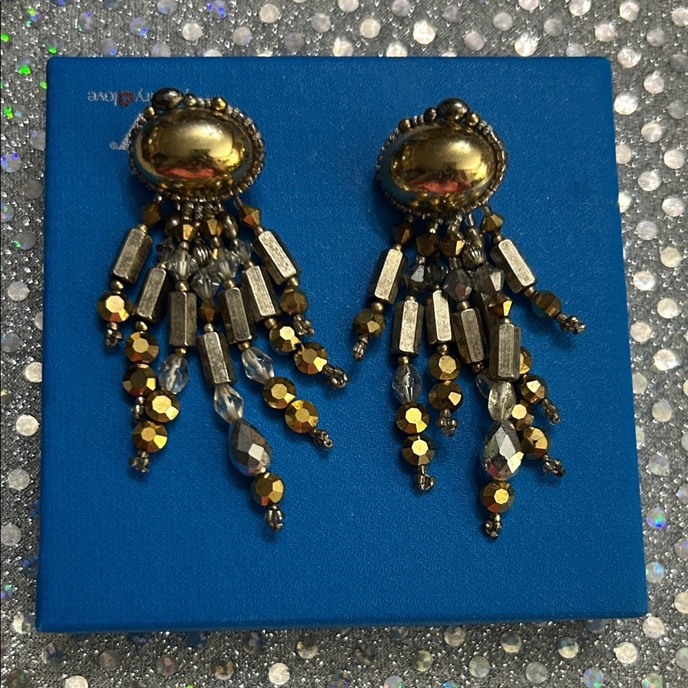 Elegant Gold and Silver Dangle Earrings
